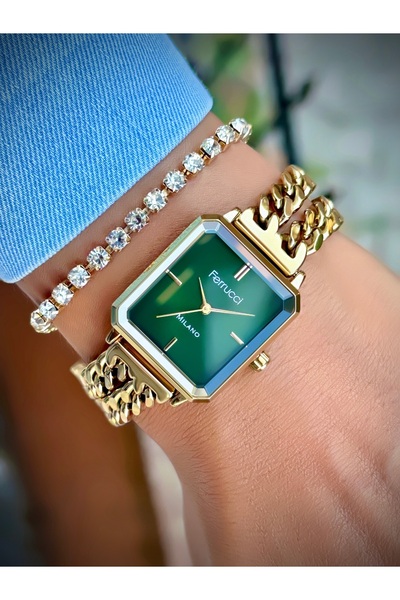 Ferrucci Kadın Kol Saati Zincir Kordon 3 Atm Suya Dayanıklı Bileklik Hediyeli Tasarım Saat