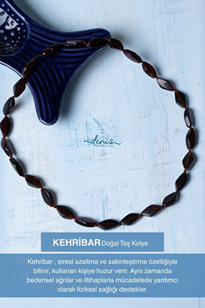 Deniz Doğal Taş Certified Amber Natural Stone Necklace