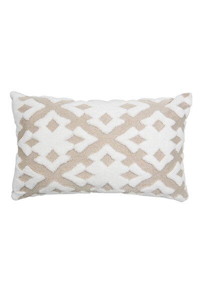 HAMUR Bohem Özel Tasarım Punch Panç Desen Dikdörtgen Kırlent Kılıfı Maldive Bej