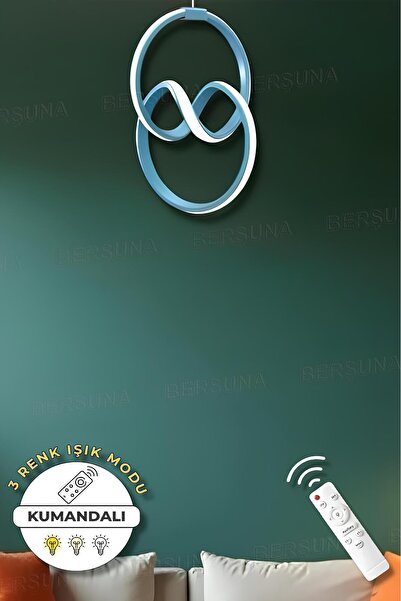 BERŞUNA Eva Mavi Kumandalı 3 Renk Modern Sarkıt Led Avize