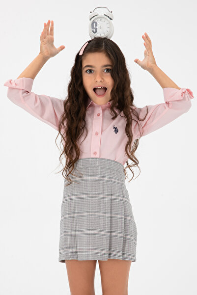U.S. Polo Assn. Kız Çocuk Açık Pembe Uzun Kollu Basic Gömlek 50306588-VR078