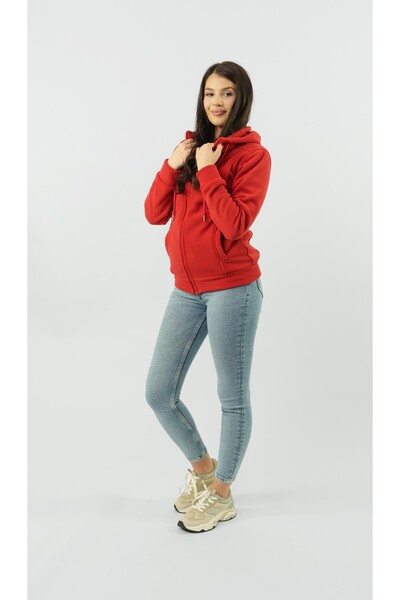 Masstex Women's Alaska brick sweatshirt – 100% microfleece, hood and zipper