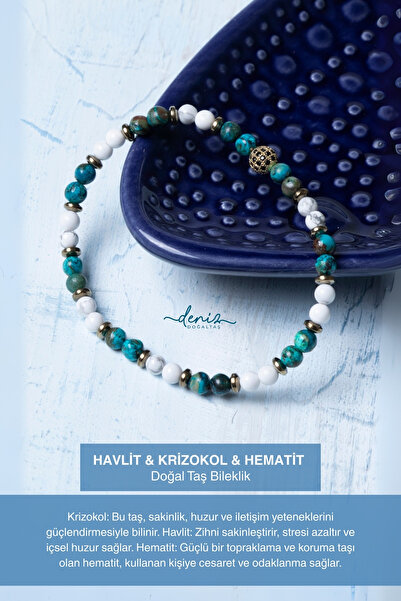 Deniz Doğal Taş Certified Chrysocolla Hematite Howlite Zircon Apparatus Natur...