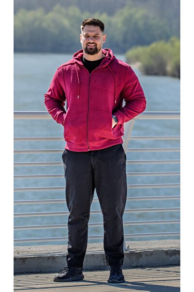 Masstex Tedy men's navy sweatshirt – 100% microfleece, hood and zipper