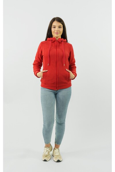 Masstex Women's Alaska brick sweatshirt – 100% microfleece, hood and zipper