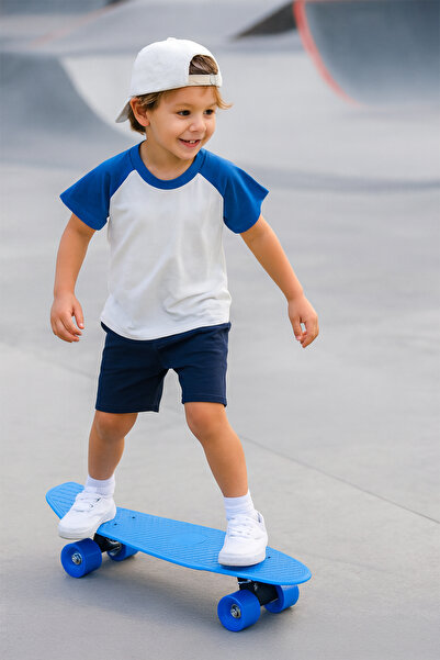 hak-iş oyuncak 4 Tekerlekli Mavi Penny Board / Kaykay - 55Cm , Slikon Teker