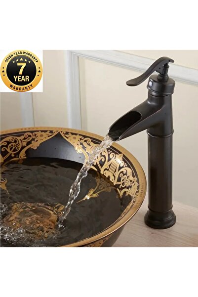 OEM Banyo Çanak Lavabo Bataryası Siyah Şelale Model 7 Yıl Garantili Ithal