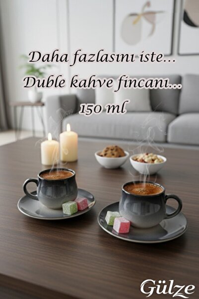 GÜLZE 2 Persons (4 Pieces) Nova Double Coffee Cup (9 Different Colors, 100% Handmade, Special Design)
