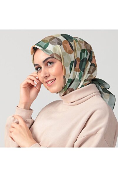 ipekistanbul Eșarfă din mătase din bumbac - model inel - kaki