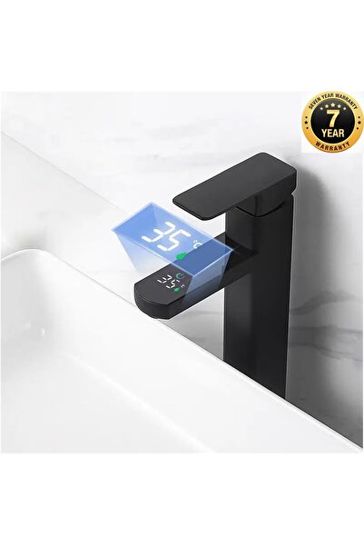 OEM AKILLI DİJİTAL SICAKLIK LED EKRAN BANYO ÇANAK LAVABO BATARYASI MAT SİYAH ...