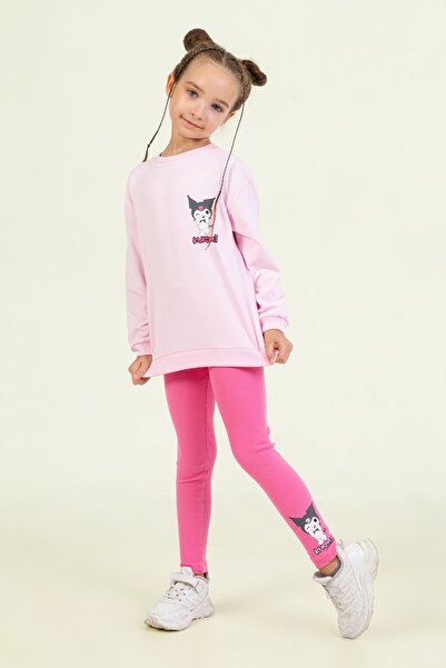 DMB BOYS & GIRLS Lányoknak szánt Kuromi mintás szett pulóverrel és bordázott, rugalmas leggings kombinációval