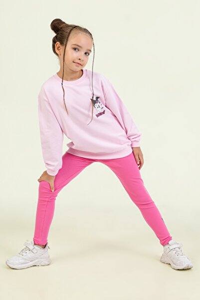 DMB BOYS & GIRLS Lányoknak szánt Kuromi mintás szett pulóverrel és bordázott, rugalmas leggings kombinációval