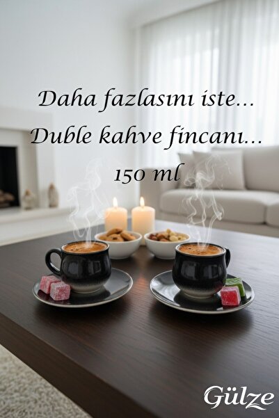 GÜLZE 2 Persons (4 Pieces) Nova Double Coffee Cup (9 Different Colors, 100% Handmade, Special Design)