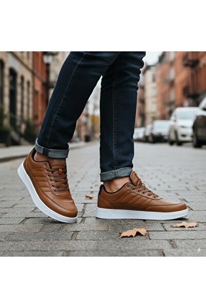 Giyyin Αθλητικά παπούτσια Sneaker Tan Καθημερινά Άνετα Ποιοτικά Ορθοπεδικά Κορδόνια Κατάλληλα για το Χειμώνα Floti