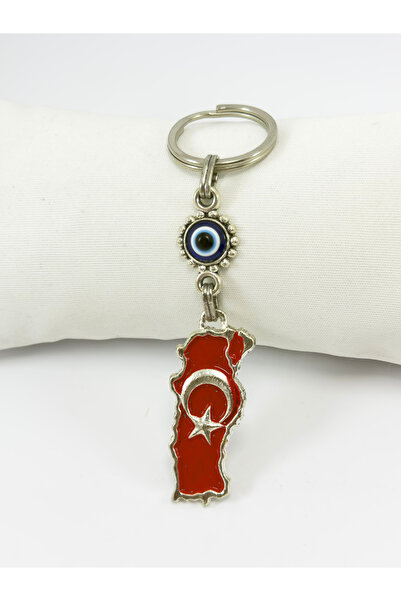 biuti Turkish Flag Keychain with Evil Eye Beads, Gift Flag Keychain
