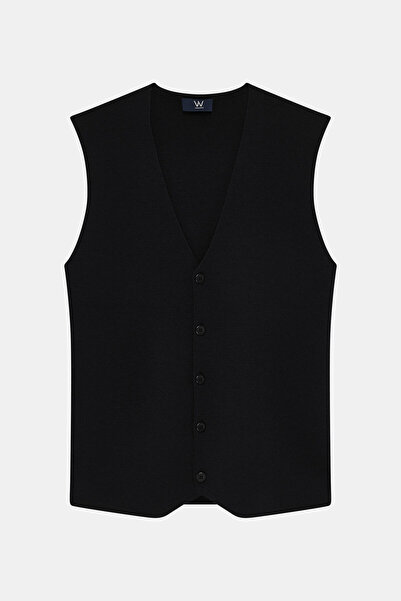 W Collection SİYAH V YAKA DÜĞMELİ YELEK