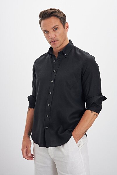 Paşahan Сорочка з коміром на ґудзиках Comfort Fit, 100% льон, чоловіча