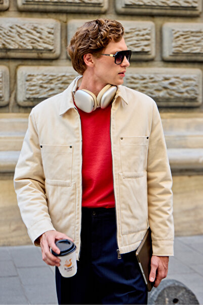 Danger Men's Cotton Jacket Coat Beige