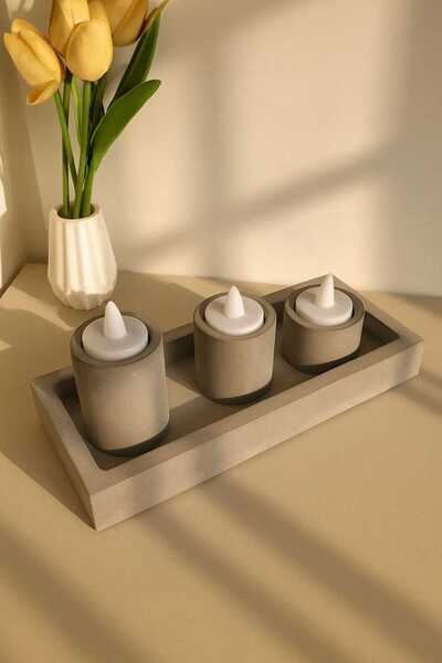 Concrete Candle Holder Set 4 Pieces