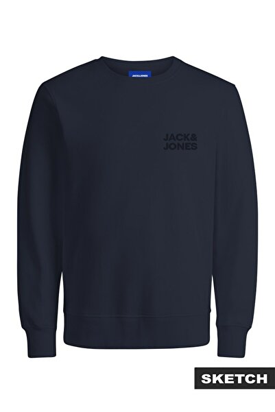 Jack & Jones Erkek Lacivert Jorlogo Sweat Crew Neck Tr Ss25 Sweatshirt 12290659-Navyblaze