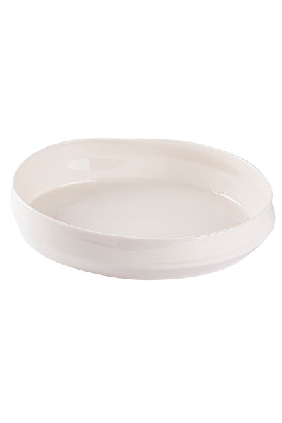 Tantitoni Space White Porcelain Deep Dish for Food and Salad 24.2cm