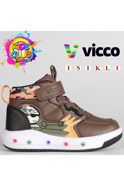 Vicco Dragus Phylon Kauçuk Taban Ortopedik Işıklı Çocuk Bot KAHVERENGİ