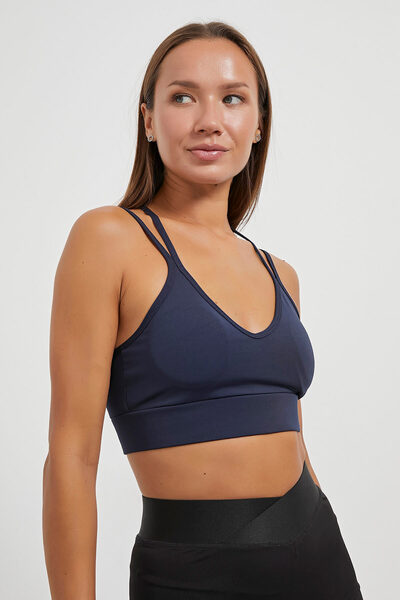 Arma Life Women's Navy Sports Bra with Crossed Rope Straps on the Back