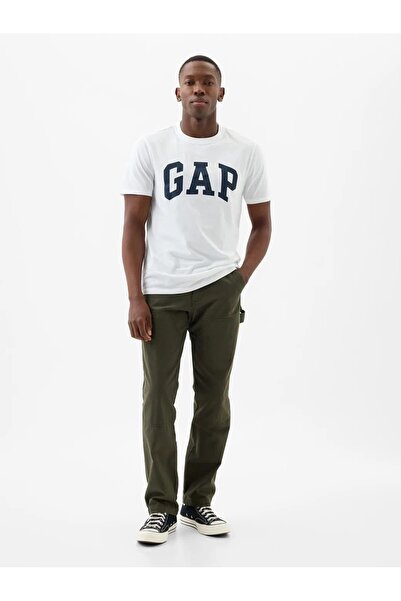 GAP Ανδρικό μπλουζάκι με λογότυπο V-everyday Soft Basic 856659003-Λευκό