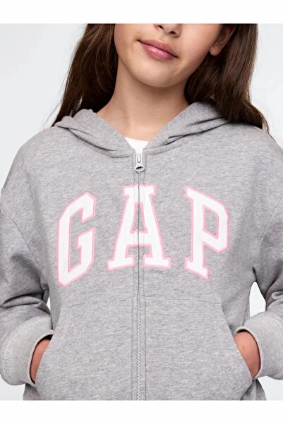 GAP Kız Çocuk Gri V-frch Ft Logo Fz Sweatshirt 746744000-Gri