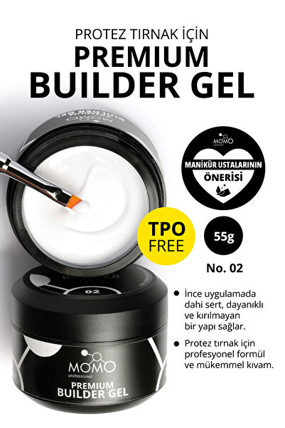 MOMO professional Premium Builder Gel, Protez Tırnak Jeli No.02, Beyaz, 55 gr...