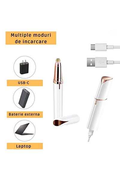 Impact Vision Set Epilator Facial si Epilator Sprancene, pentru epilare fara durere, USB, portabil, Impact Vision®