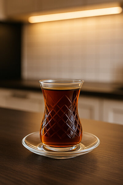 YzHome 6-Person 12-Piece Glass Patterned Tea Cup Set Glassware Set