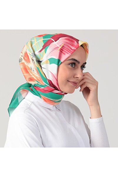 ipekistanbul Βαμβακερό μεταξωτό κασκόλ - Τροπικό σχέδιο - Benetton