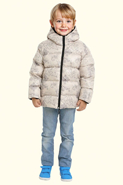 freemen Boys Beige Winter Coat - Fleece Water & Wind-Repellent Hooded