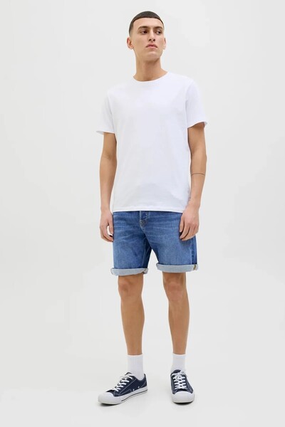 Jack & Jones Erkek Beyaz Jjirick Jjioriginal Shorts Am 360 Sn Şort 12269612-Bluedenim