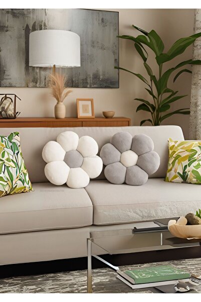Plush Soft Twin Daisy Decorative Plush and Throw Pillow Cushion Set of 2