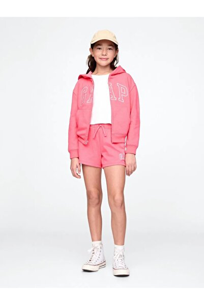 GAP Kız Çocuk Pembe V-frch Ft Logo Fz Sweatshirt 746744001-Pembe