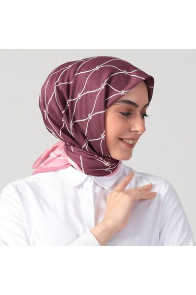 ipekistanbul Eșarfă din mătase din bumbac - model ondulat - prune