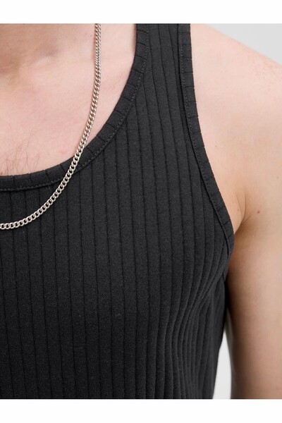 Jack & Jones Ανδρικό μαύρο μπλουζάκι Jcoinfinity Rib Tank Top 12277751-Μαύρο