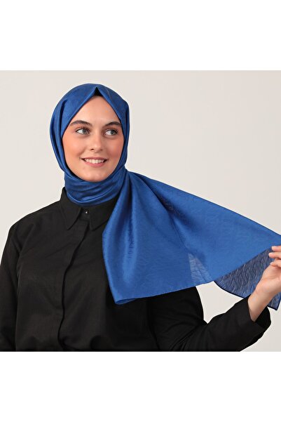 ipekistanbul Wool Silk Shawl - Chain Pattern - Saks Blue