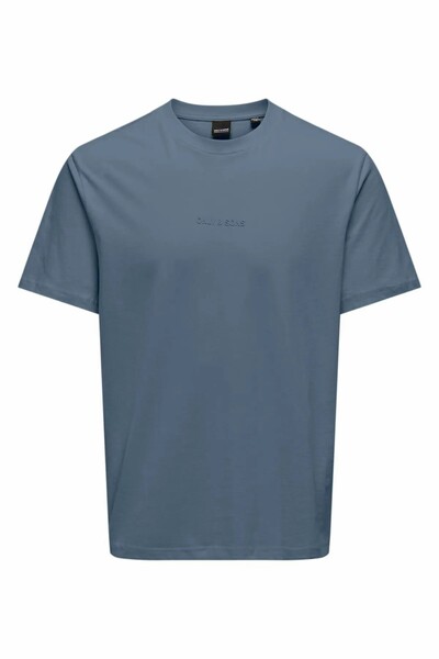 Only & Sons Ανδρικό κοντομάνικο μπλουζάκι Onslevı Life Reg Text Ss Blue