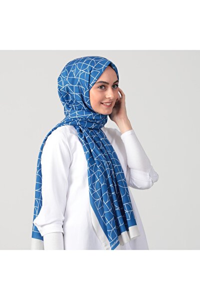 ipekistanbul Şal din mătase din bumbac - Model geometric - Ocean