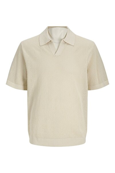 Jack & Jones تي شيرت رجالي باللون البيج Jprbluoliver متماسك برقبة مقسمة 12275...