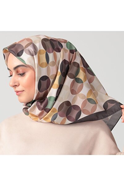 ipekistanbul Eșarfă din mătase din bumbac - model inel - maro închis