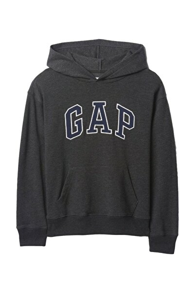 GAP Момчешка антрацитна блуза с V-образно деколте и лого Heritage 743959002-Anthracite