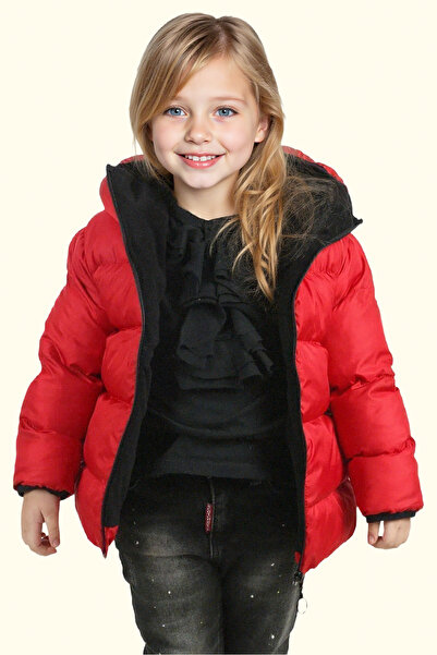 freemen Lány piros polár belső kapucnis vízálló szélálló felfújható télikabát és kabát