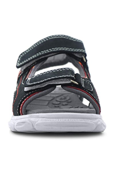 Rakerplus Παιδικά σανδάλια από γνήσιο δέρμα Navy Blue Red Velcro