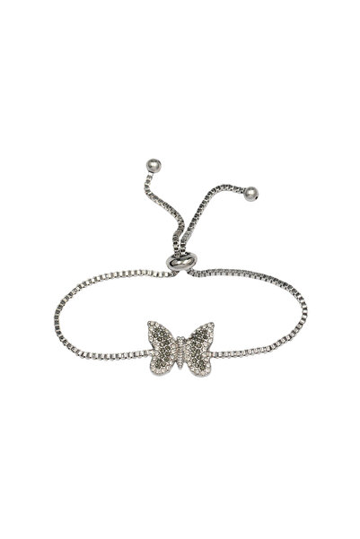 Bijuty سوار نسائي على شكل فراشة - لون فضي - (مع هدية مفاجئة)