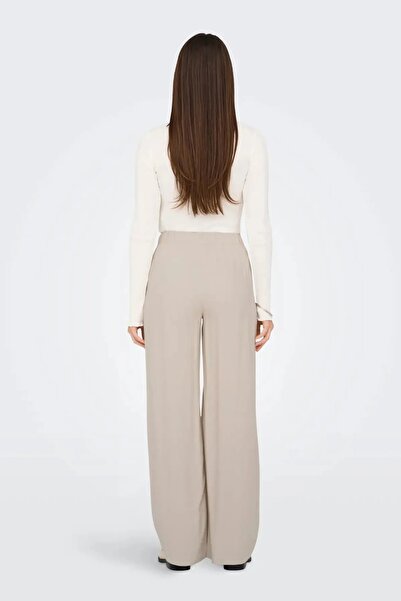 ONLY Women's Onlcaro Comfortable Form Linen Trousers 15291807   Beige
