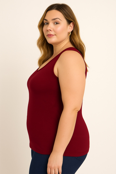 HNX Claret Red Cotton Plus Size Thick Strap Women's Undershirt